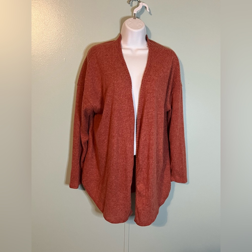 NWT Cure Open Cardigan Style Sweater Orange Size Large‎